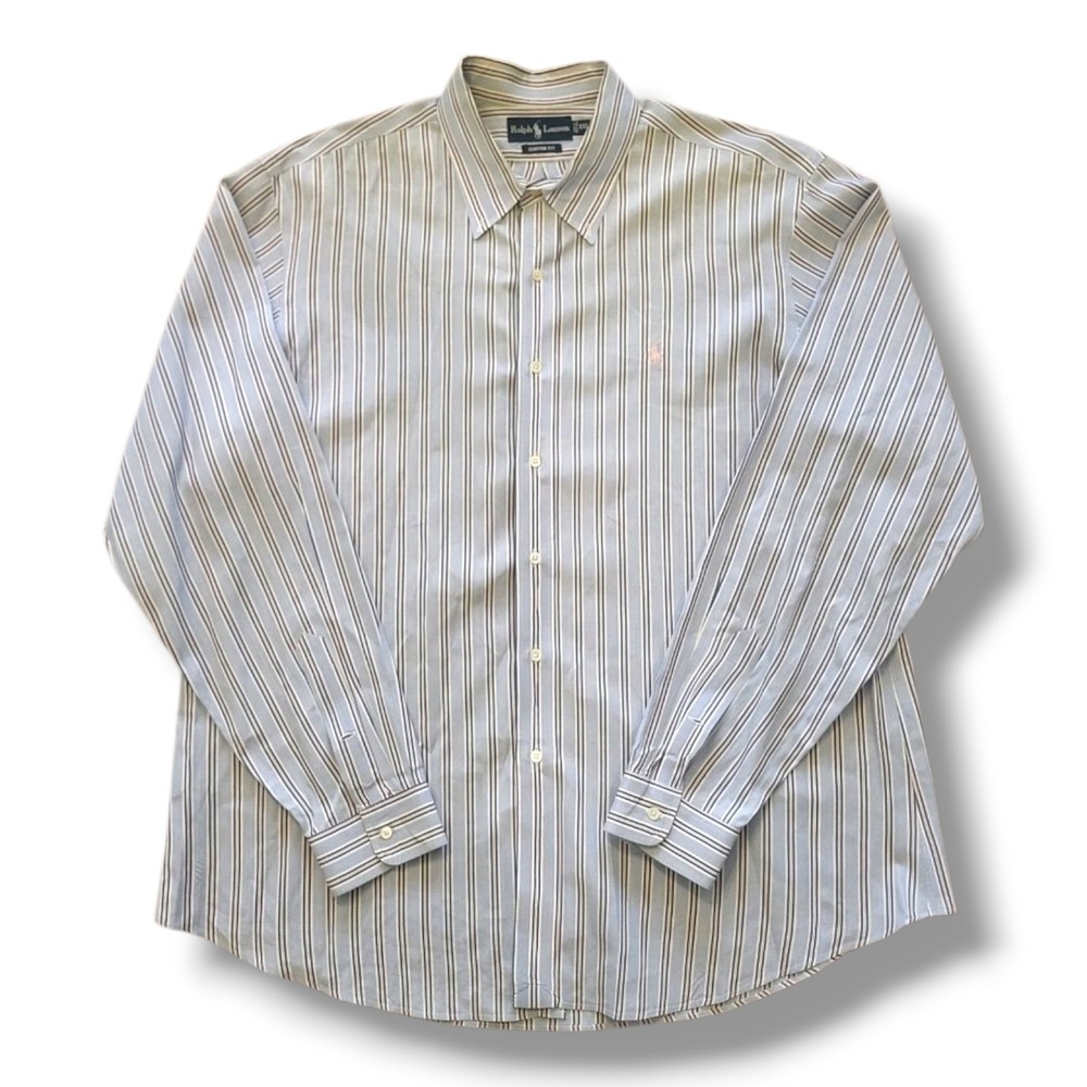 Ralph Lauren Custom Fit Pink Pony Striped Poplin Shirt XXL Cotton